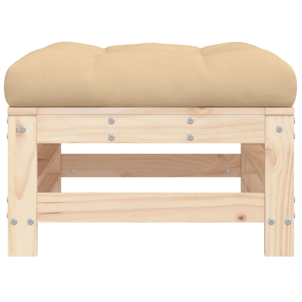 Garden Footstool with Cushion Solid Wood Pine