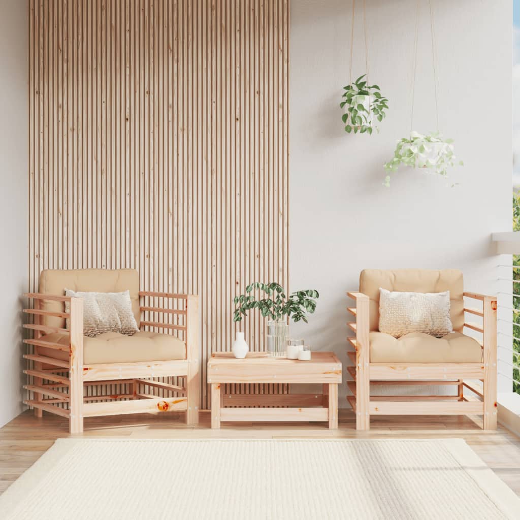 Garden Chairs with Cushions 2 pcs Solid Wood Pine