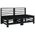 Middle Sofas with Cushions 2 pcs Black Solid Wood Pine