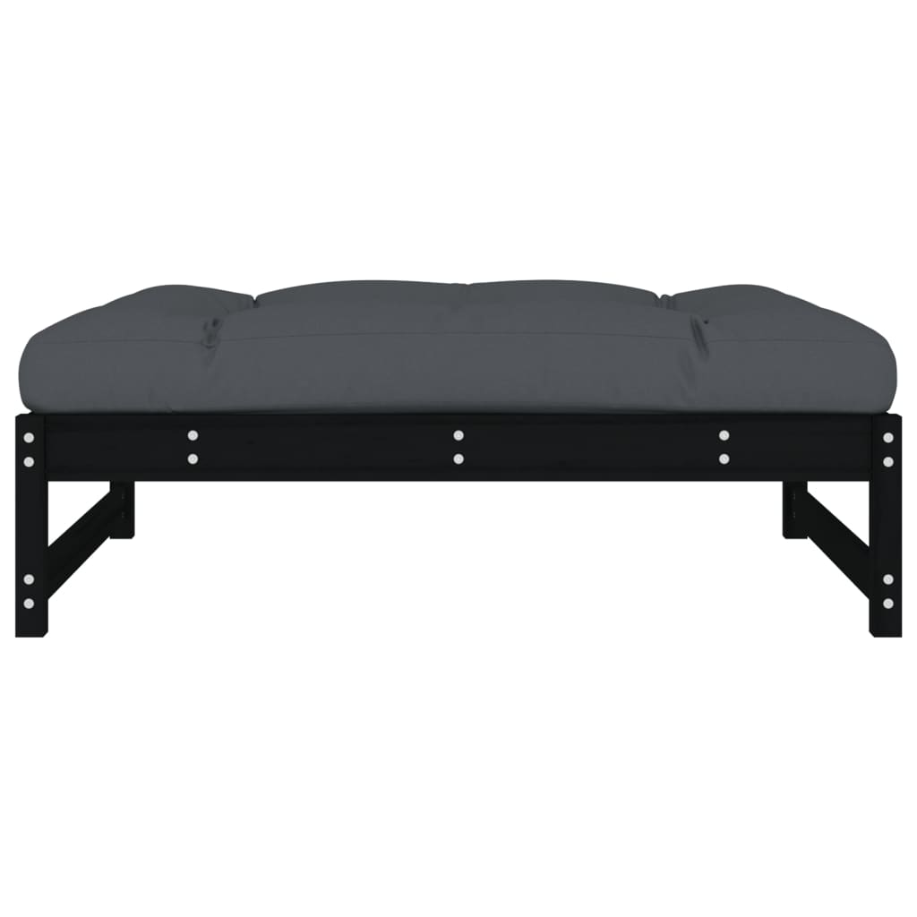 Garden Footstool Black 120x80 cm Solid Wood Pine