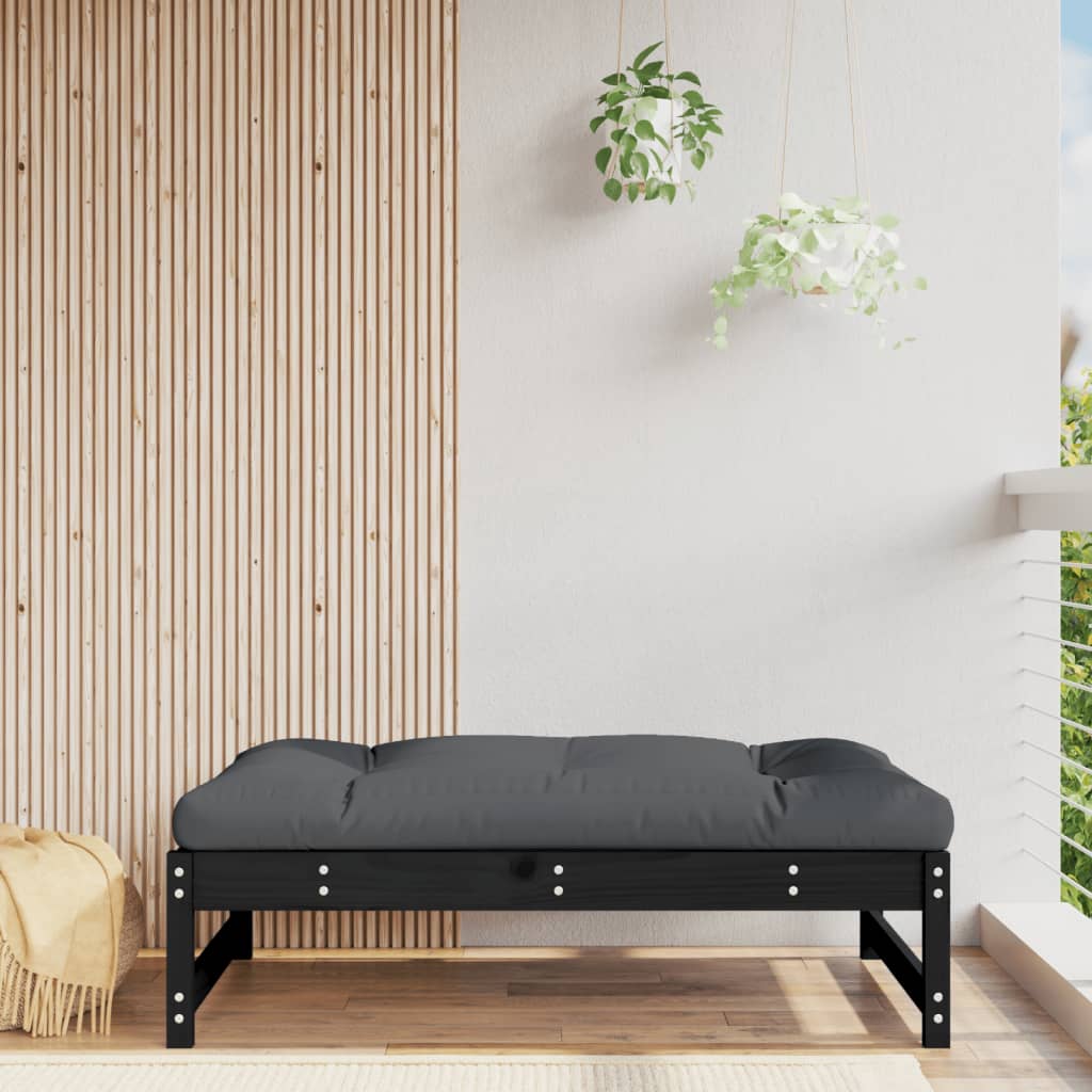 Garden Footstool Black 120x80 cm Solid Wood Pine