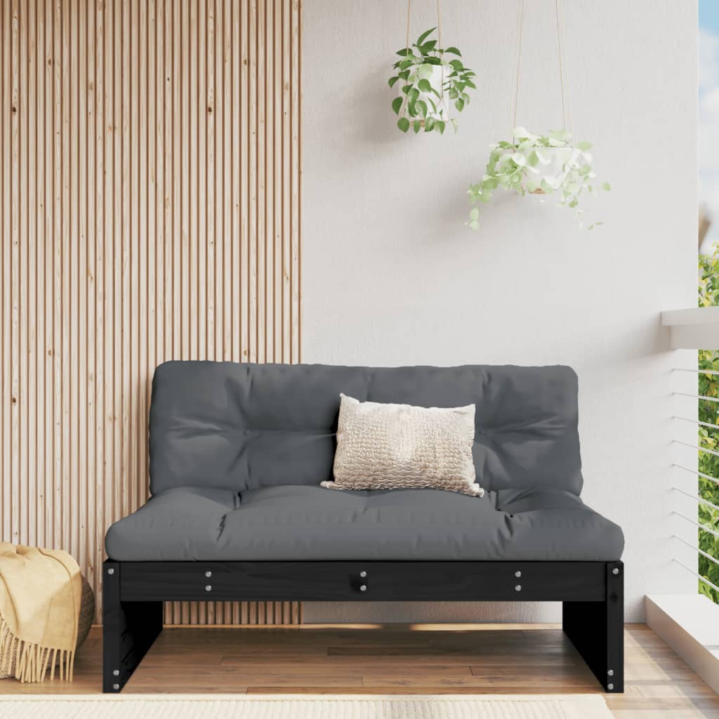 Middle Sofa Black 120x80 cm Solid Wood Pine