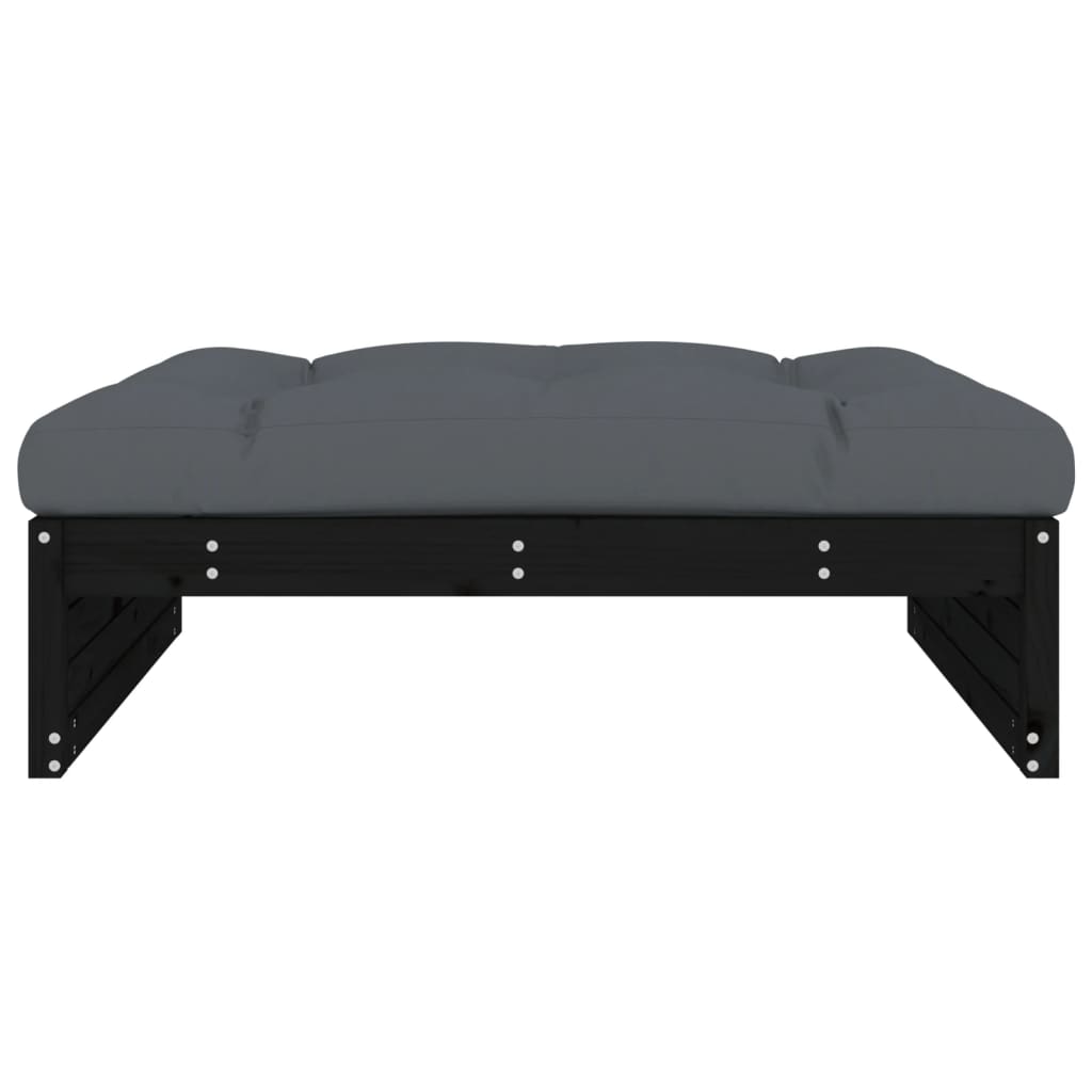 Garden Footstool Black 120x80 cm Solid Wood Pine