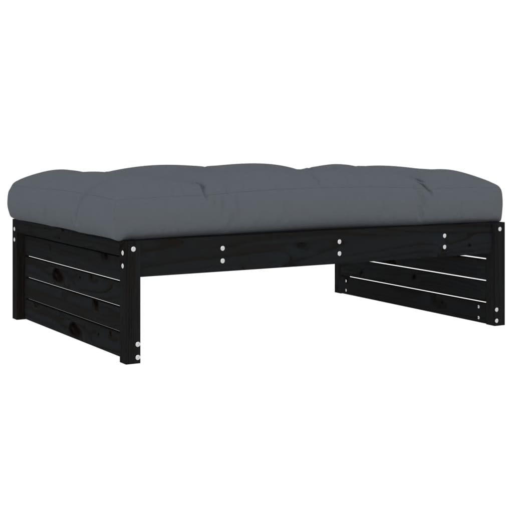 Garden Footstool Black 120x80 cm Solid Wood Pine