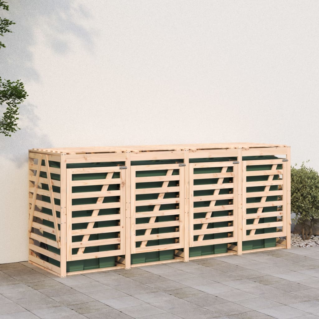 Quadruple Wheelie Bin Storage Solid Wood Pine