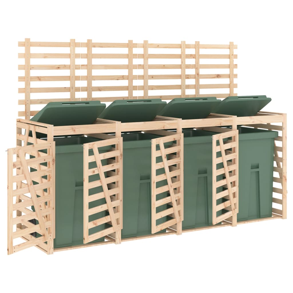 Quadruple Wheelie Bin Storage Solid Wood Pine