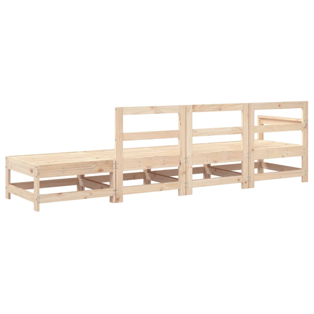 4 Piece Garden Lounge Set Solid Wood Pine