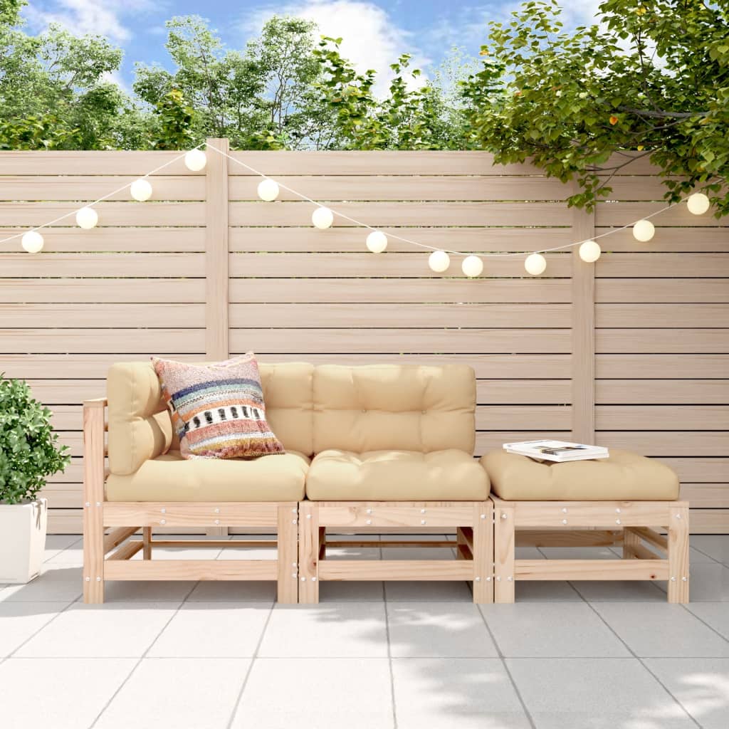 3 Piece Garden Lounge Set Solid Wood Pine