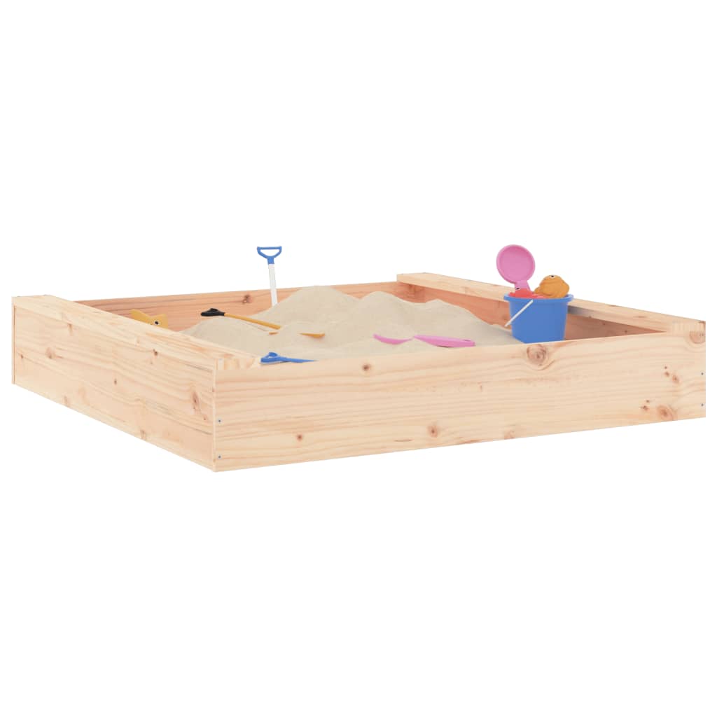 Sandbox with Seats Square Solid Wood Pine