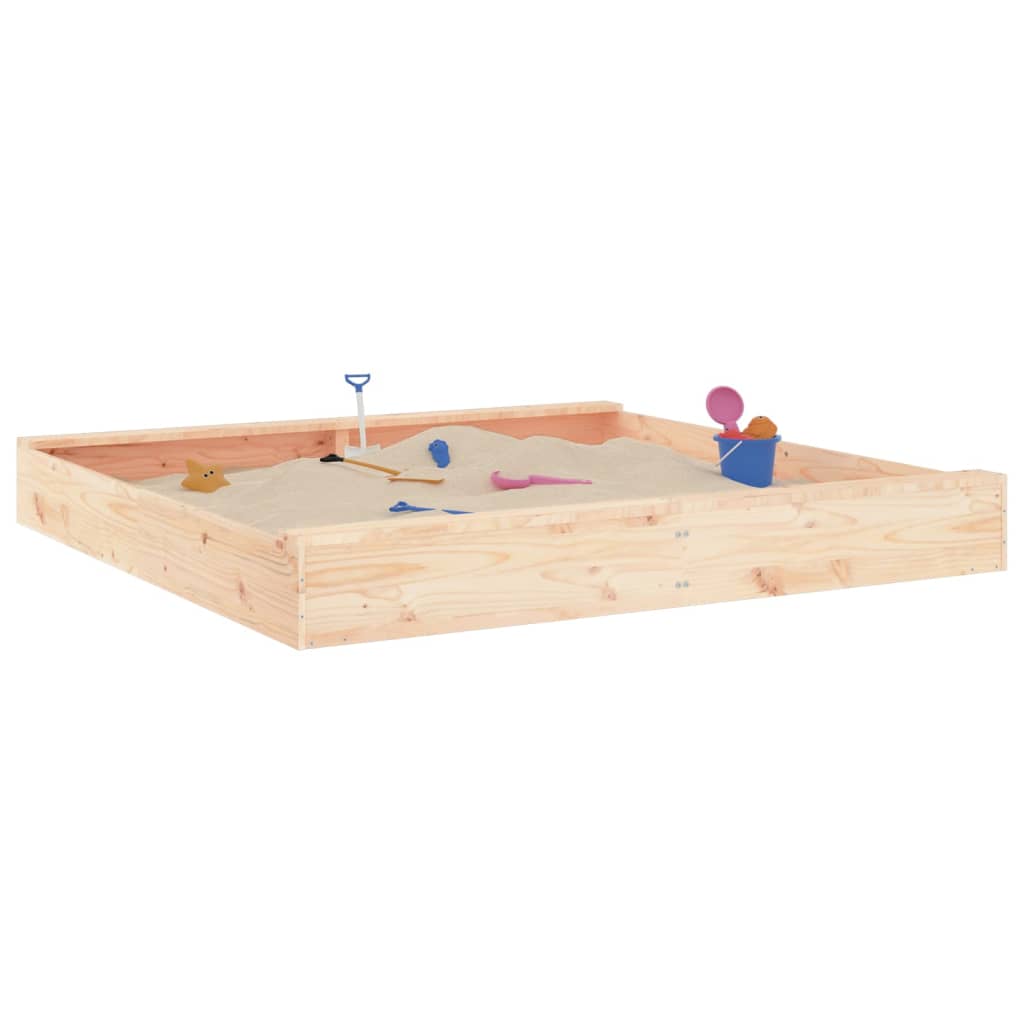 Sandbox with Seats Square Solid Wood Pine