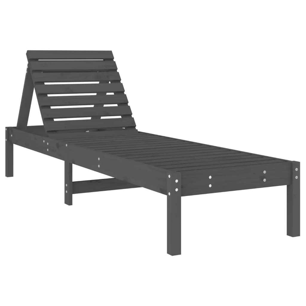 Sun Loungers 2 pcs Grey 199.5x60x74 cm Solid Wood Pine