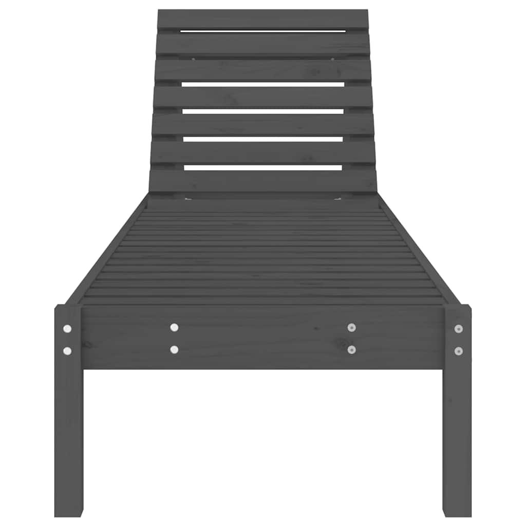 Sun Loungers 2 pcs Grey 199.5x60x74 cm Solid Wood Pine
