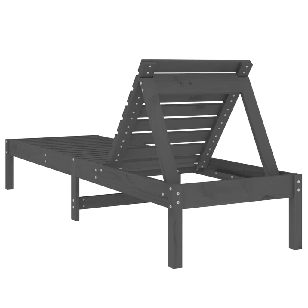 Sun Loungers 2 pcs Grey 199.5x60x74 cm Solid Wood Pine