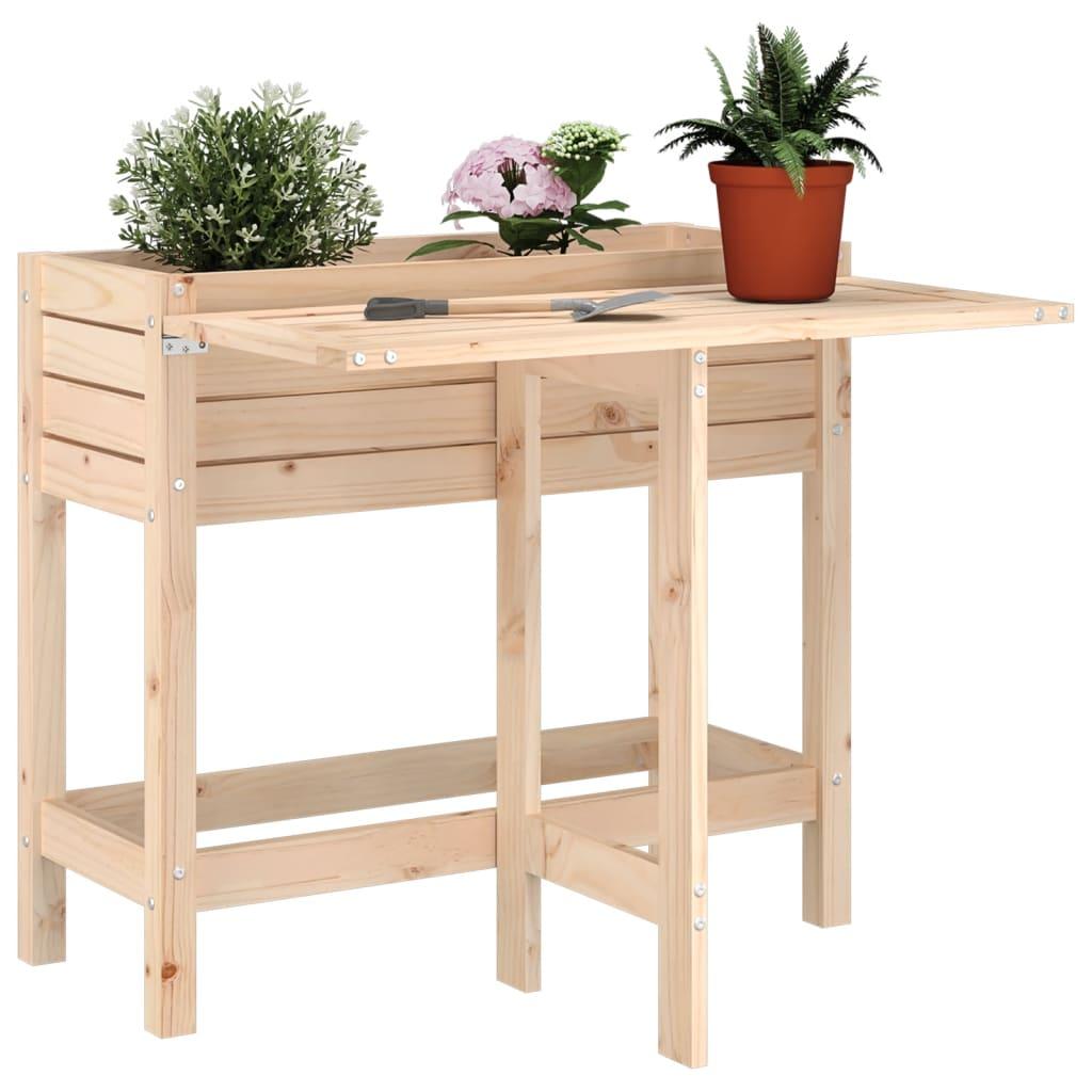 Garden Planter with Folding Tabletop Solid Wood Pine