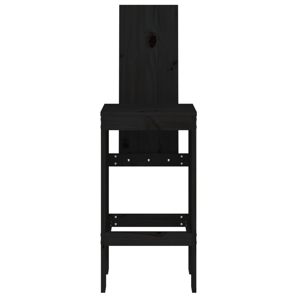 Bar Stools 2 pcs Black 40x42x120 cm Solid Wood Pine