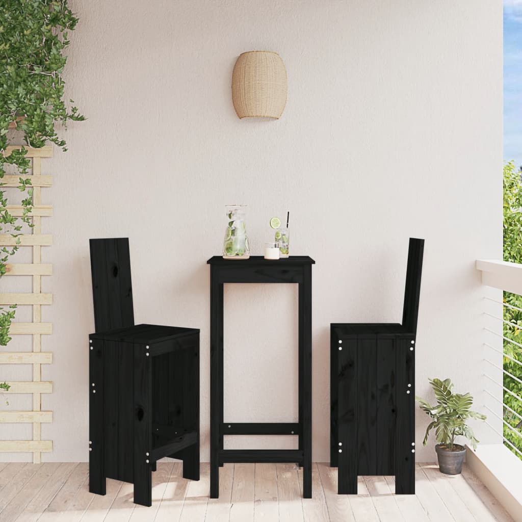 Bar Stools 2 pcs Black 40x42x120 cm Solid Wood Pine