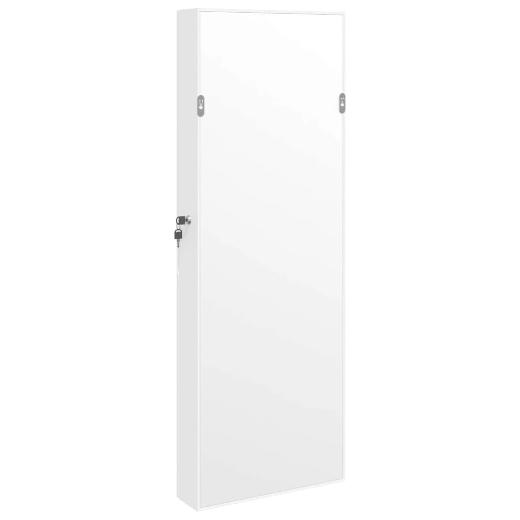 Mirror Jewellery Cabinet Wall Mounted White 37.5x10x106 cm