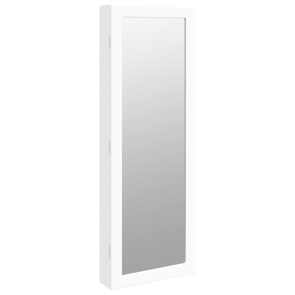 Mirror Jewellery Cabinet with LED Lights Wall Mounted White