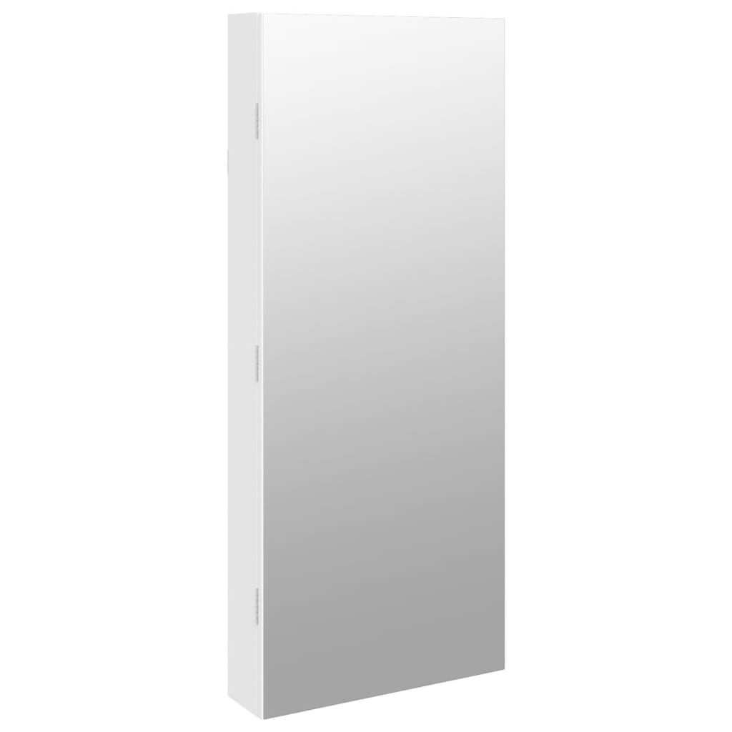 Mirror Jewellery Cabinet with LED Lights Wall Mounted White