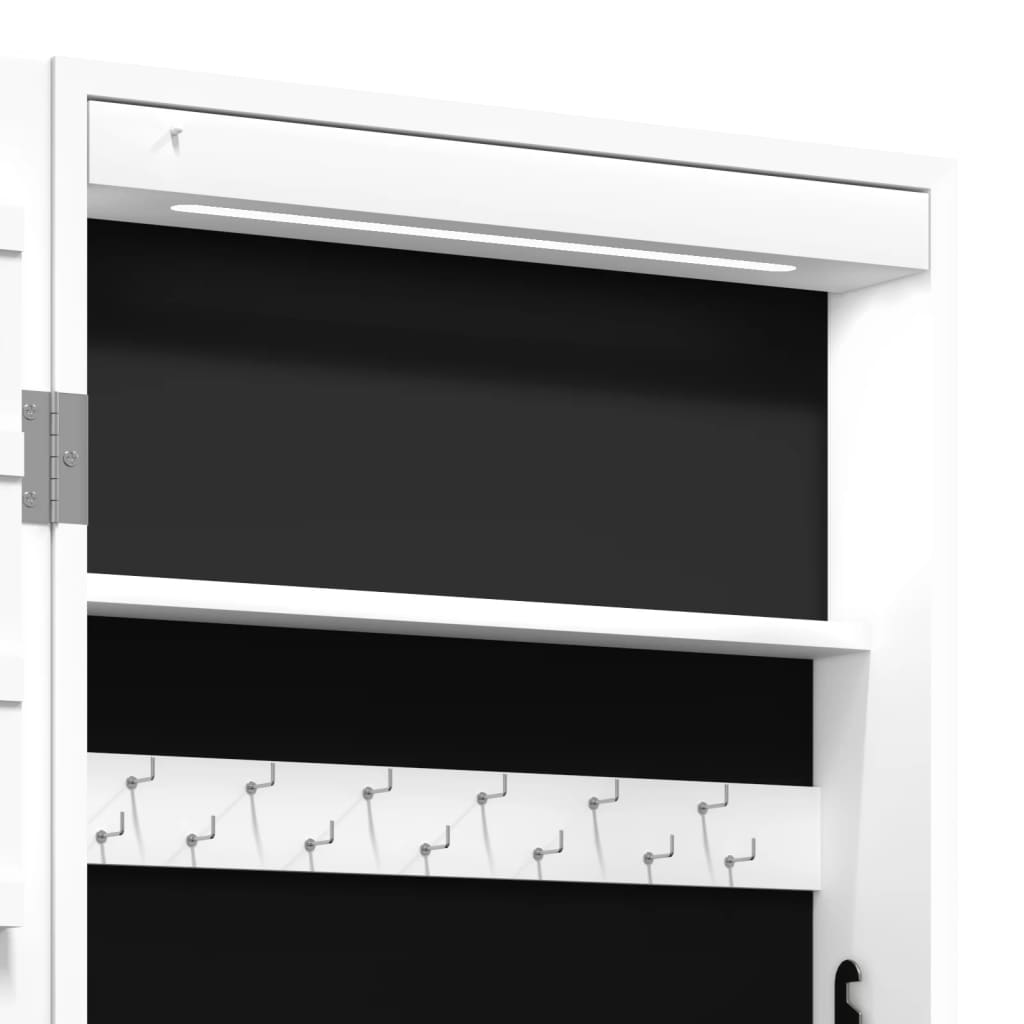 Mirror Jewellery Cabinet with LED Lights Wall Mounted White