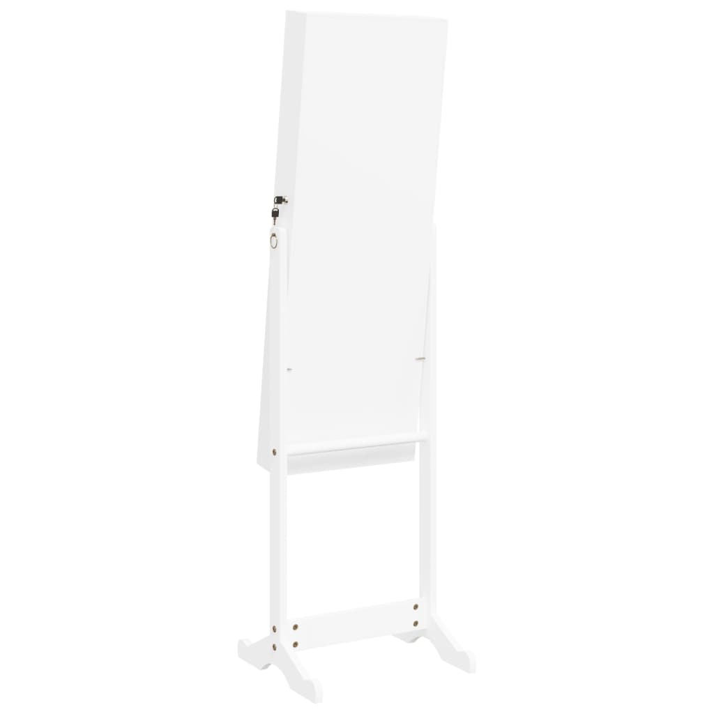 Mirror Jewellery Cabinet with LED Lights Free Standing White