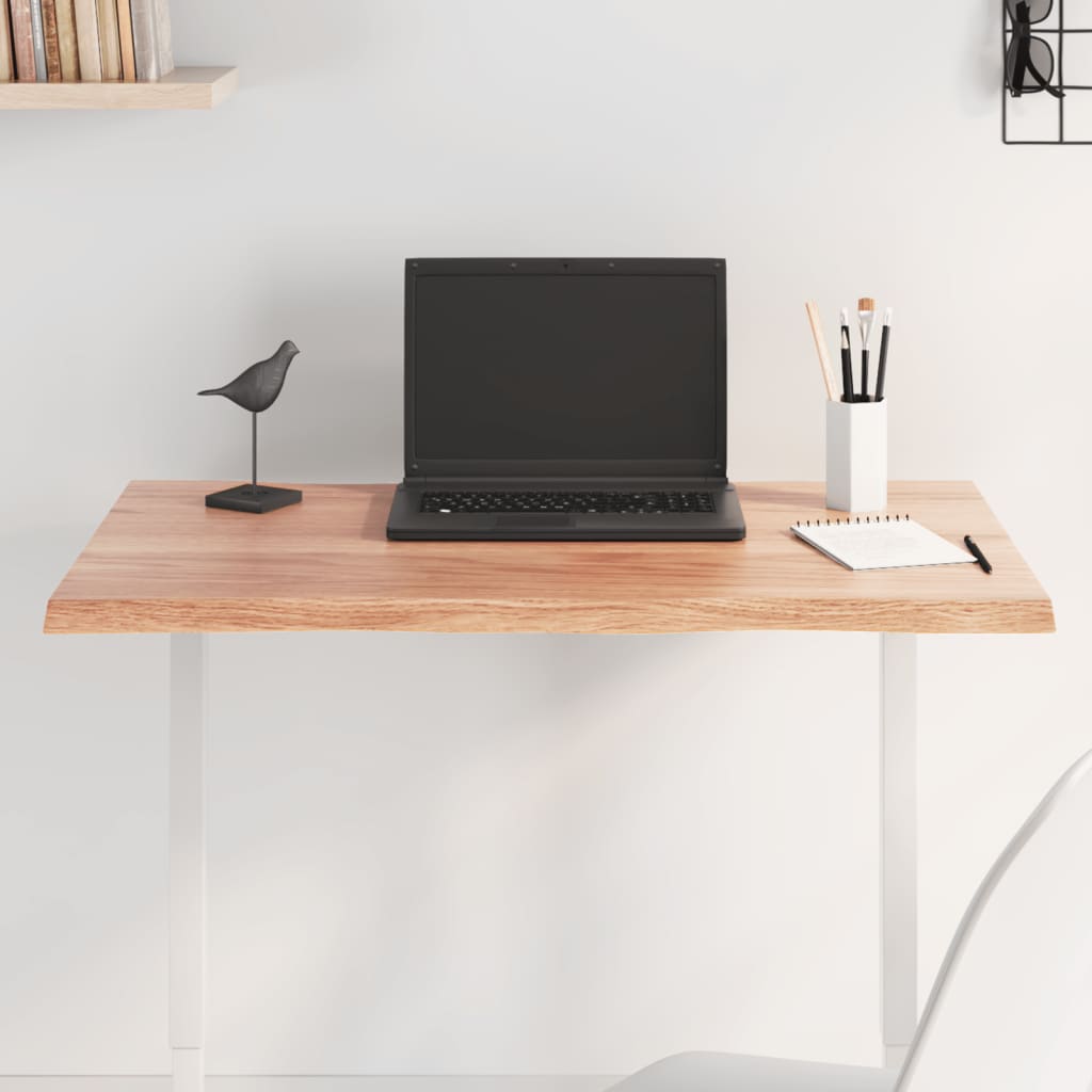 Table Top Light Brown 80x50x2 cm Treated Solid Wood Oak Live Edge