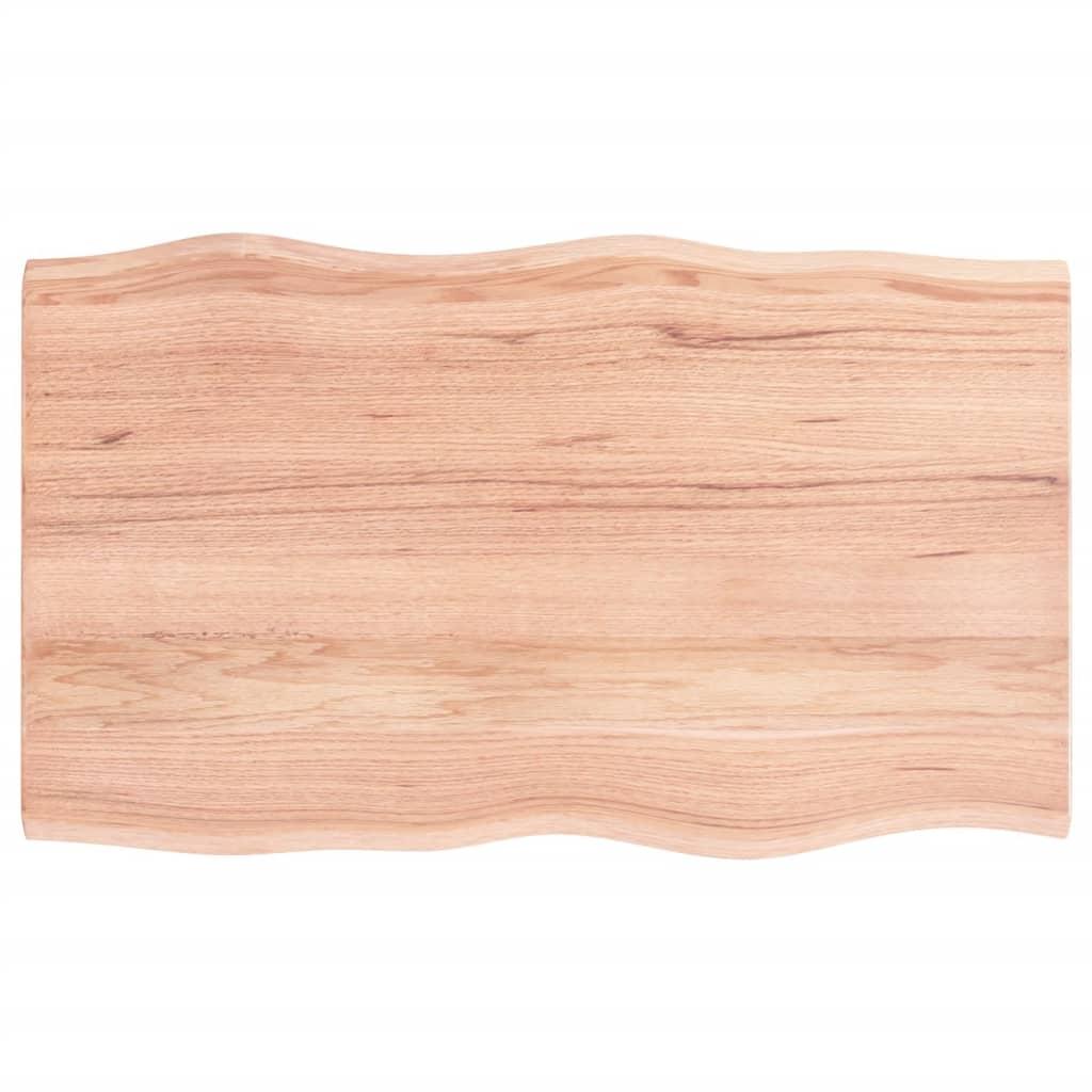 Table Top Light Brown 100x60x2 cm Treated Solid Wood Oak Live Edge