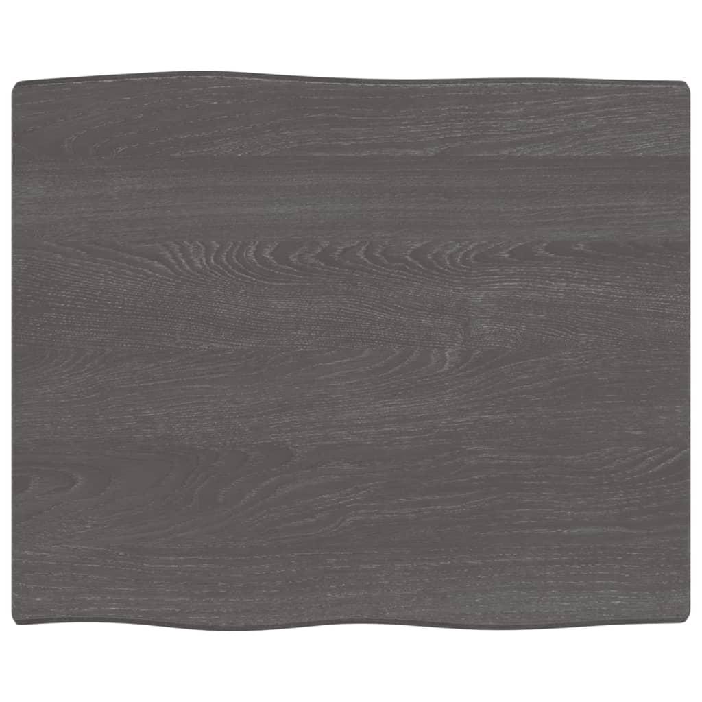 Table Top Dark Brown 60x50x2 cm Treated Solid Wood Oak Live Edge
