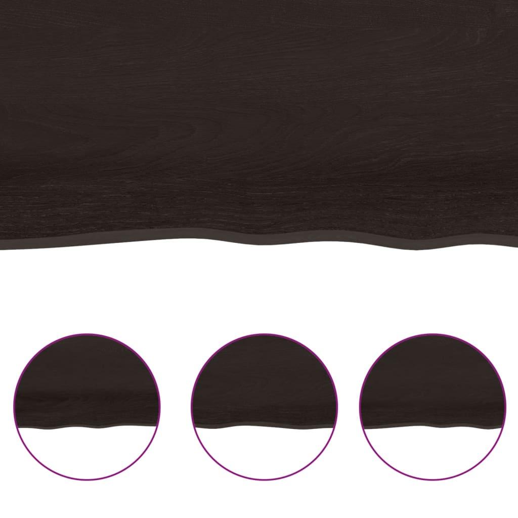 Table Top Dark Brown 80x60x(2-4) cm Treated Solid Wood Live Edge