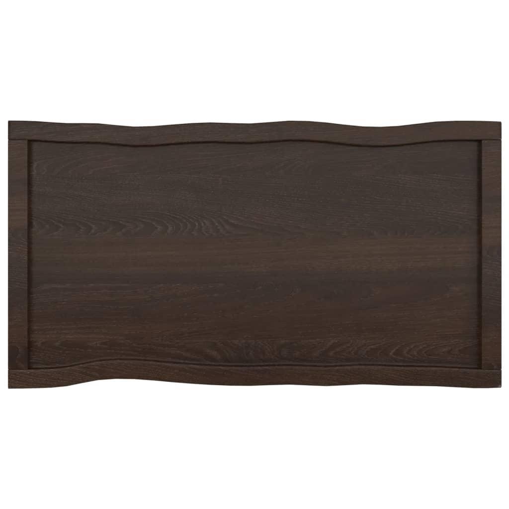 Table Top Dark Brown 100x50x(2-6) cm Treated Solid Wood Live Edge