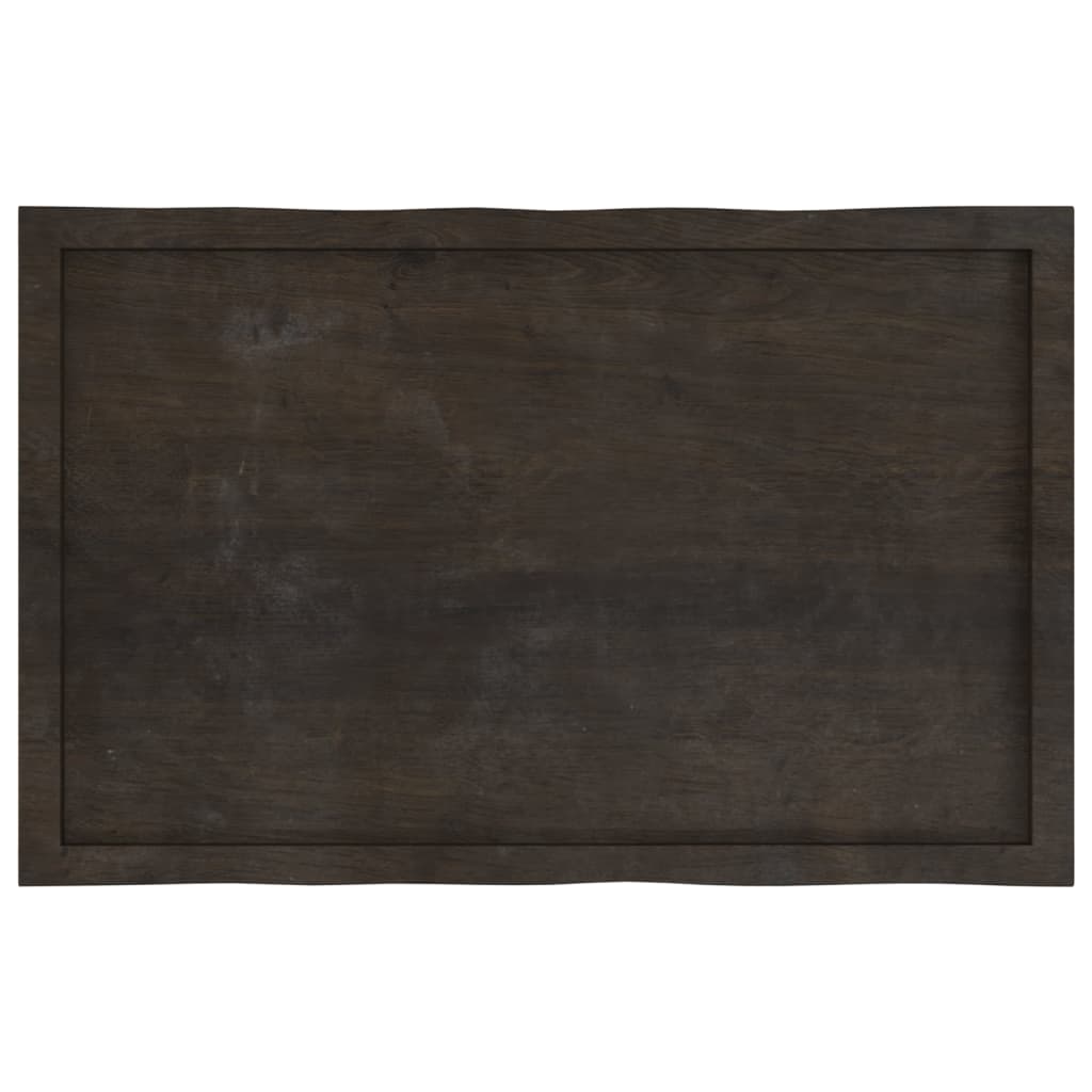 Table Top Dark Brown 100x60x(2-4) cm Treated Solid Wood Live Edge