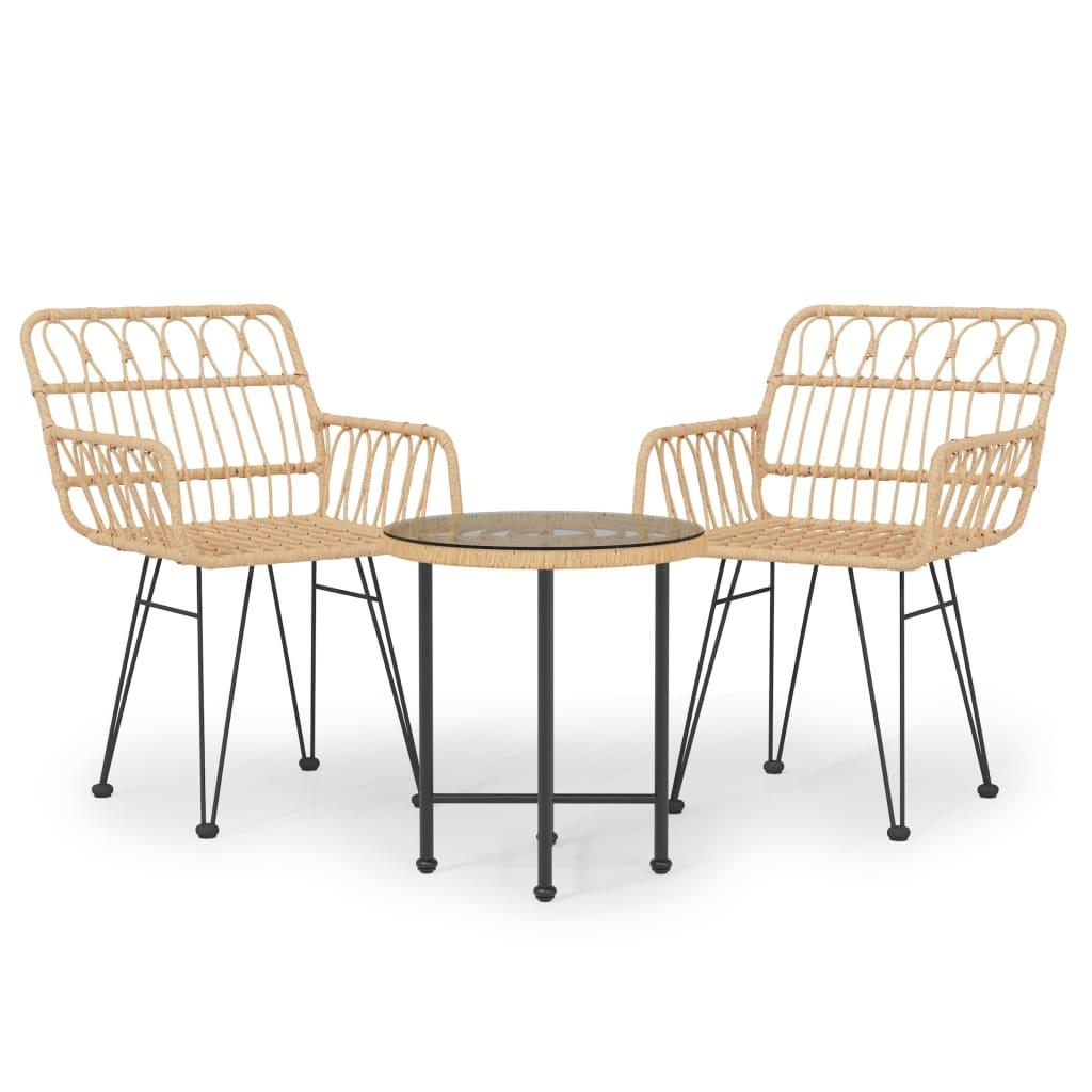 3 Piece Garden Dining Set Poly Rattan