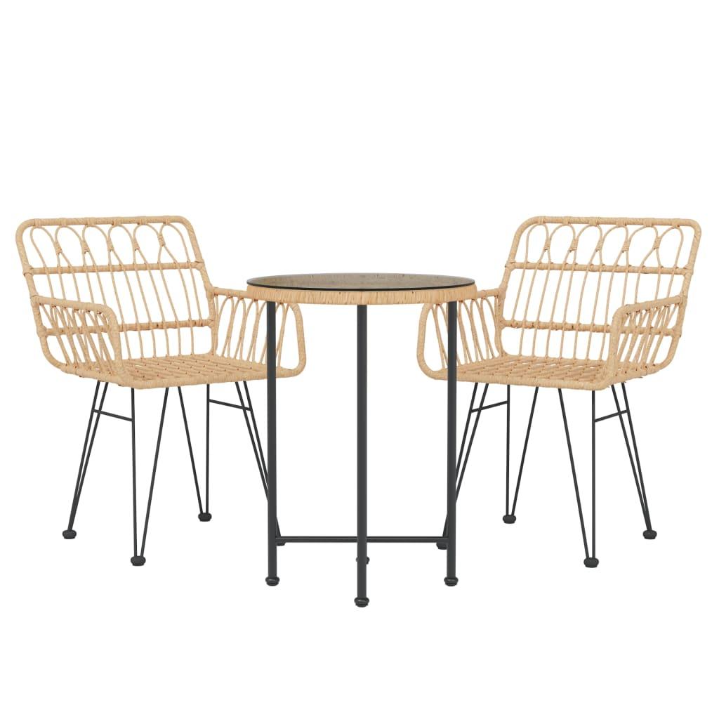 3 Piece Garden Dining Set Poly Rattan