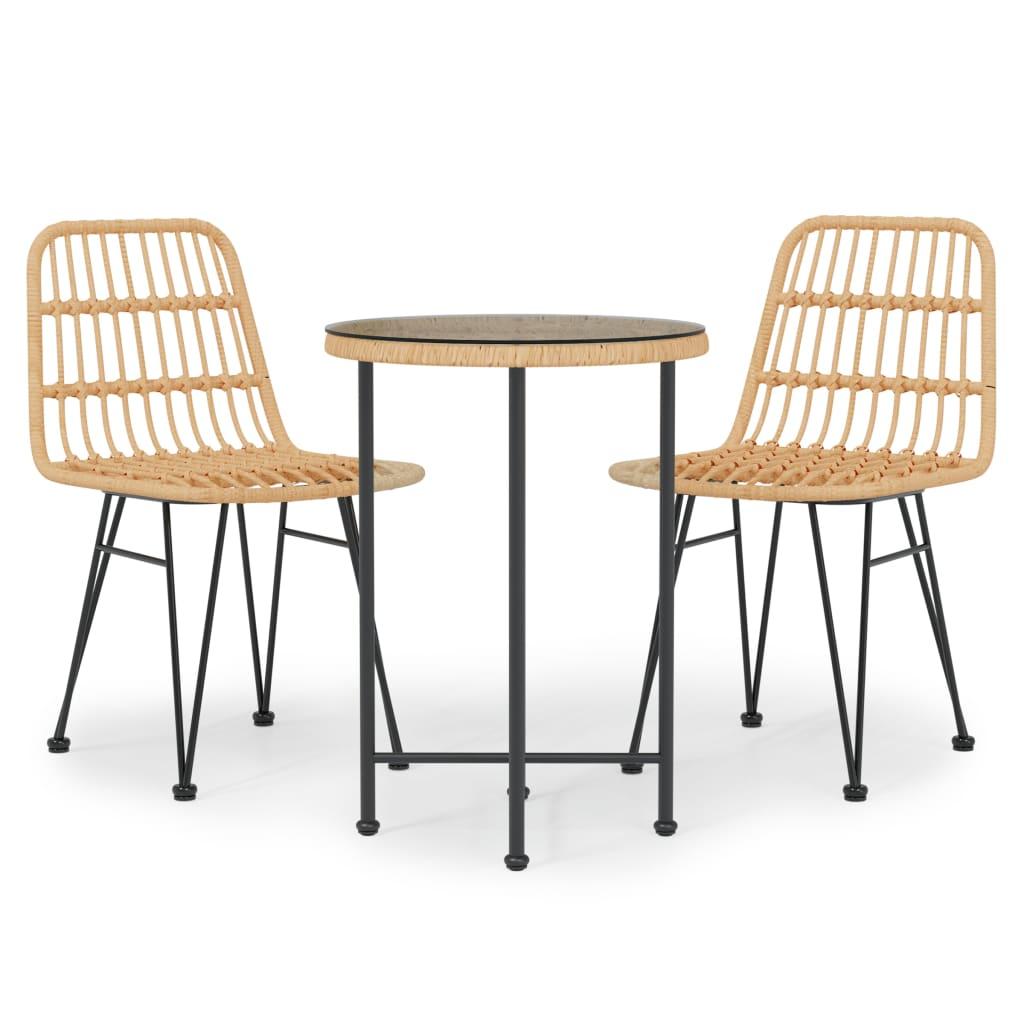 3 Piece Garden Dining Set Poly Rattan