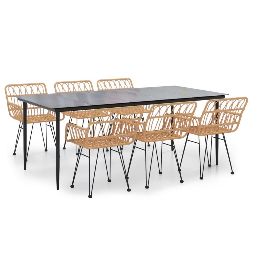 7 Piece Garden Dining Set Poly Rattan