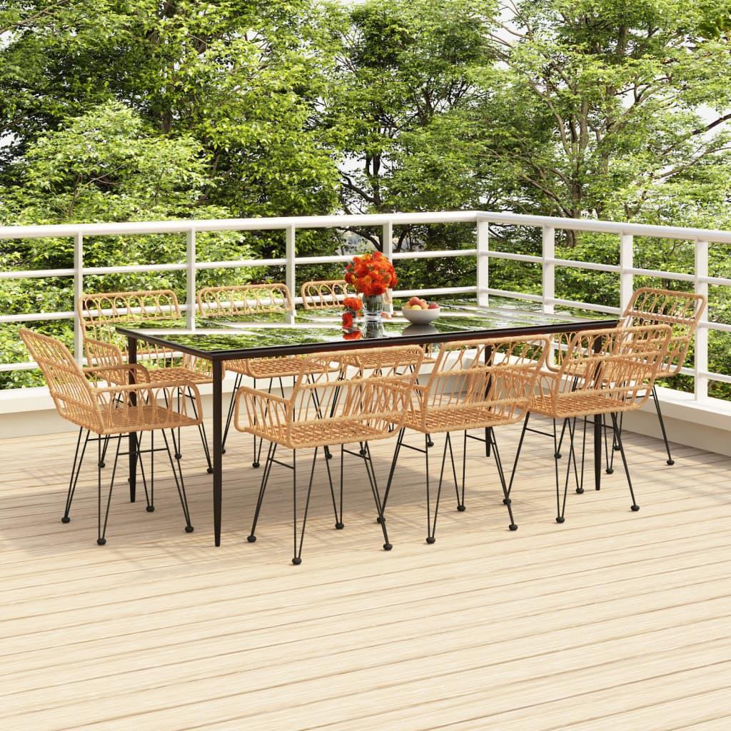 9 Piece Garden Dining Set Poly Rattan