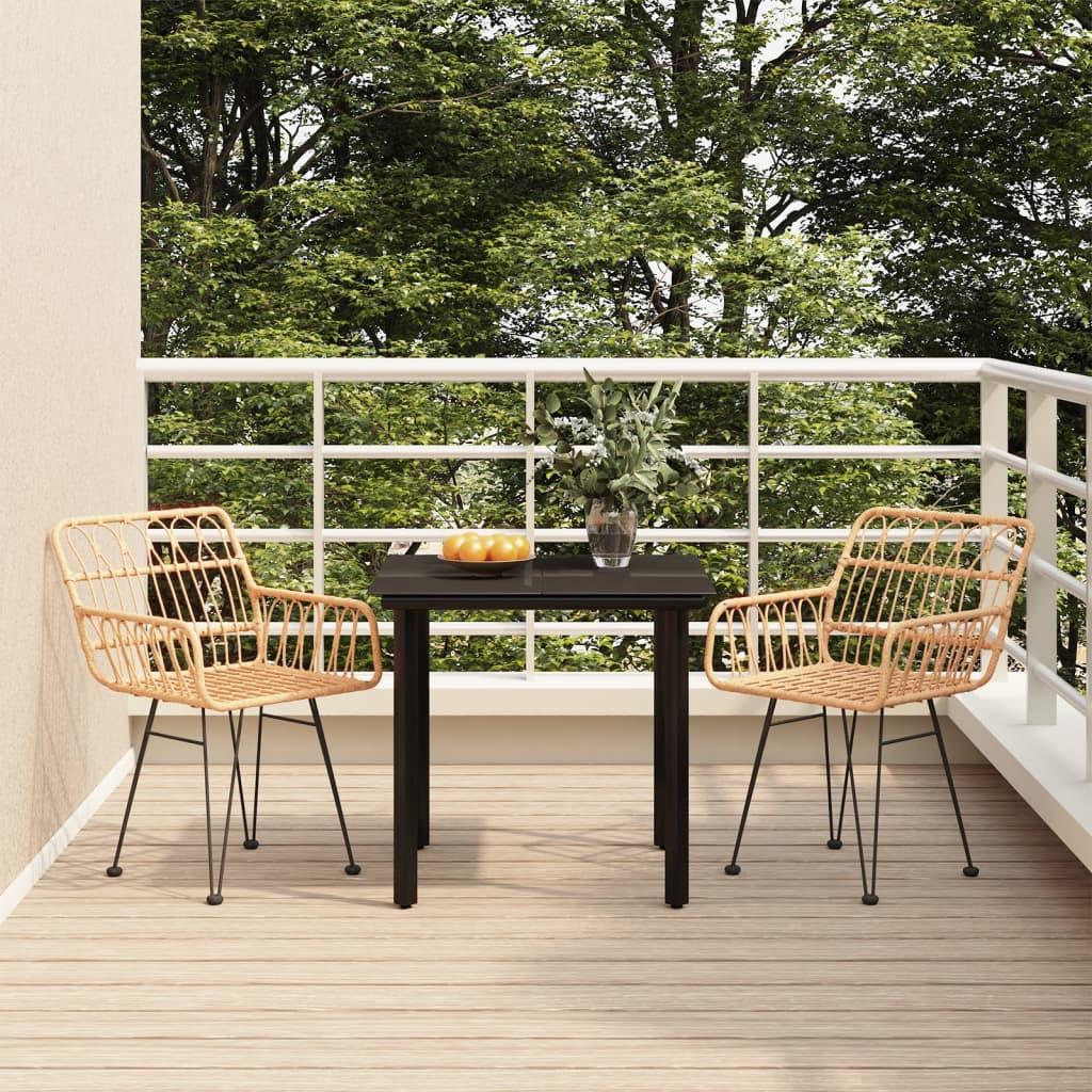 3 Piece Garden Dining Set Poly Rattan