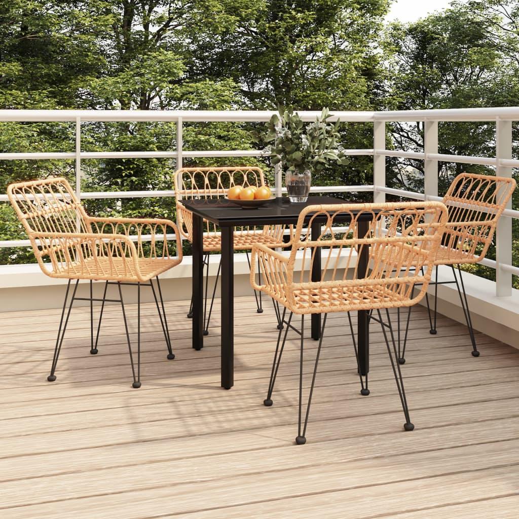 5 Piece Garden Dining Set Poly Rattan