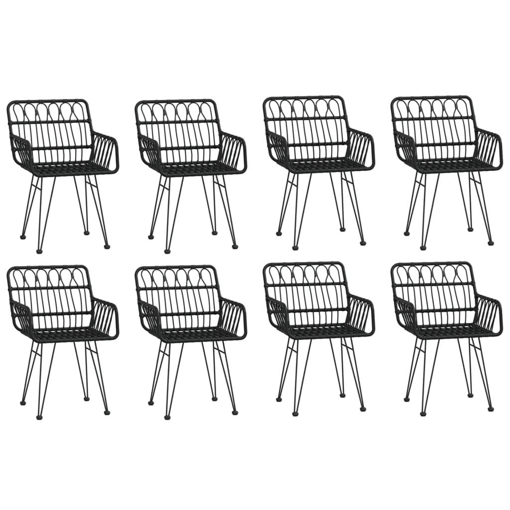 9 Piece Garden Dining Set Black Poly Rattan