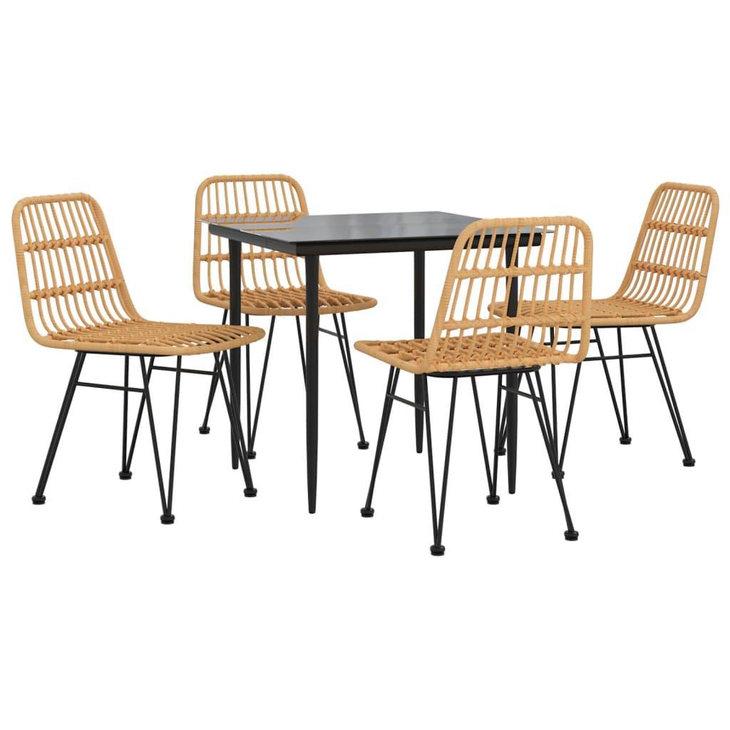 5 Piece Garden Dining Set Poly Rattan