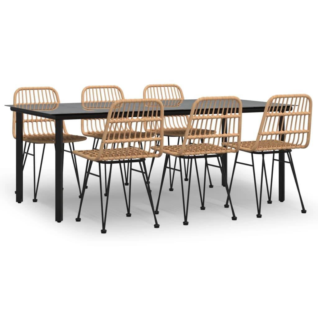 7 Piece Garden Dining Set Poly Rattan