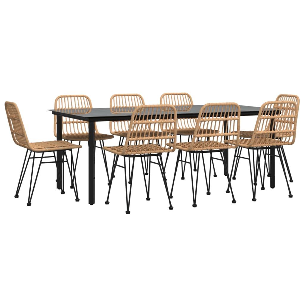 9 Piece Garden Dining Set Poly Rattan