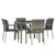 5 Piece Garden Dining Set with Cushions Grey Poly Rattan