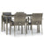 5 Piece Garden Dining Set with Cushions Grey Poly Rattan