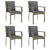 5 Piece Garden Dining Set with Cushions Grey Poly Rattan