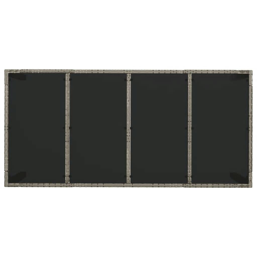 7 Piece Garden Dining Set with Cushions Grey Poly Rattan