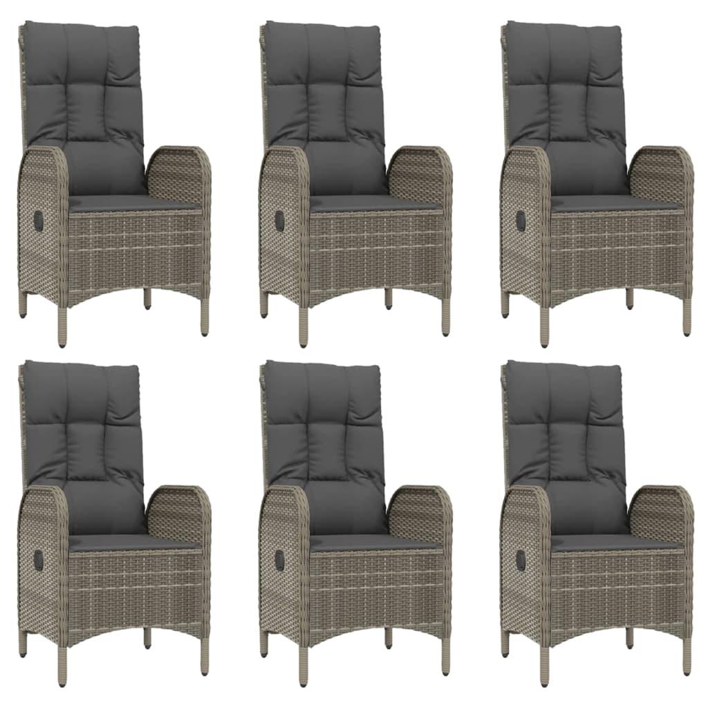 9 Piece Garden Dining Set with Cushions Grey Poly Rattan