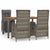5 Piece Garden Dining Set with Cushions Grey Poly Rattan