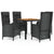 5 Piece Garden Dining Set with Cushions Black Poly Rattan