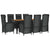 9 Piece Garden Dining Set with Cushions Black Poly Rattan